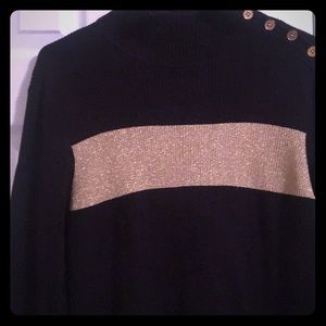 Ralph Lauren Black/Gold Mockneck Sweater XL